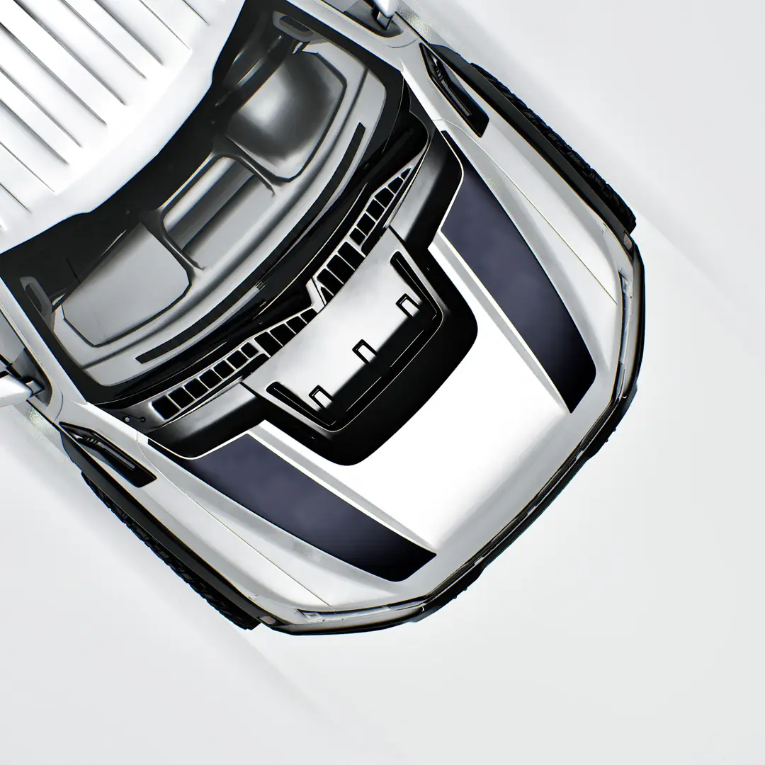 IMG2416 3M Matte Black and Satin Black hood stripe decals are clean, simple, and aggressive and go well with any paint color.