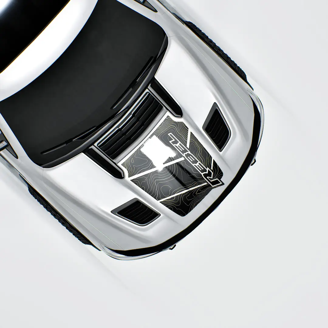 The Ram Rebel Terrain vinyl decal adds topographic style for the offroad enthusiast and helps block light from reflecting off of the hood.