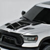 The Ram Rebel Blackout vinyl hood decal can deflect light and add style to your truck.